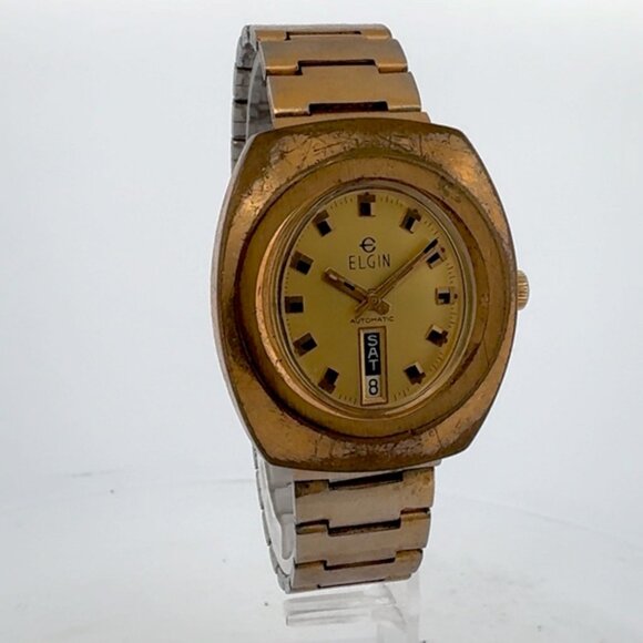 Vintage 36mm Elgin Men's Automatic Wristwatch AS 1995 Swiss w Orig Bracelet - Picture 1 of 9